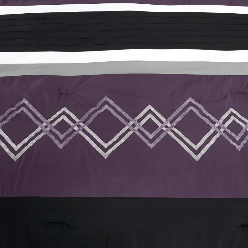 Oversized King Purple and Black Microfiber Comforter Set