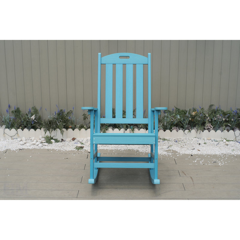 Sturdy All-Season Outdoor Rocking Chair With 304 Stainless Steel Accessories,  For Balconies And Living Rooms, Navy Blue