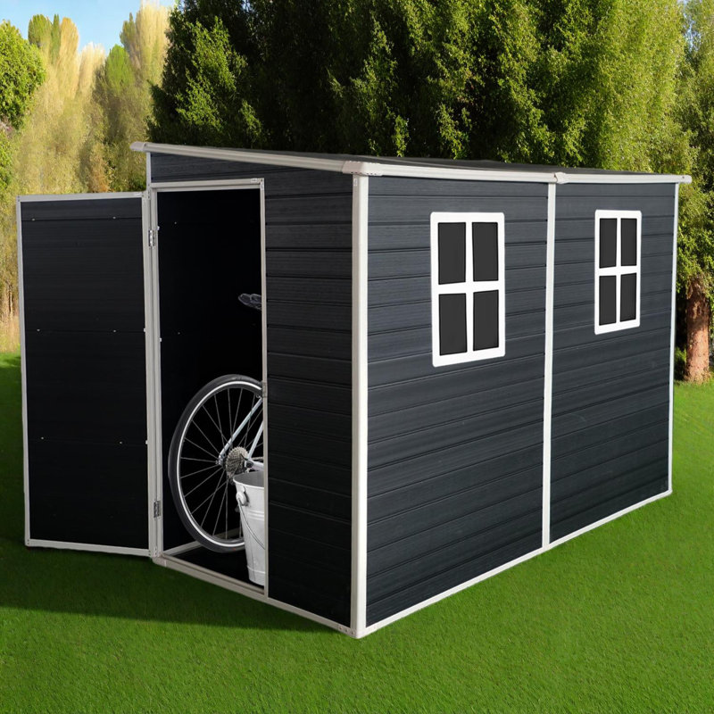 Remise de rangement extérieure en résine 4 x 8 pi avec plancher, porte verrouillable, fenêtres et ventilation