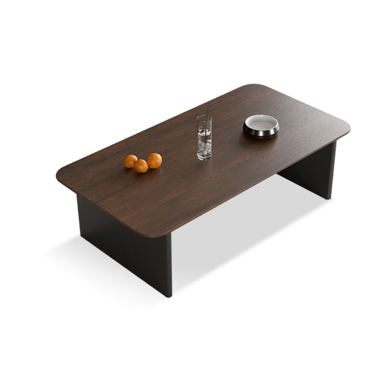 Nut-brown Black Solid Wood Rectangular Coffee Table, 16.93" H x 47.24" L x 23.62" W, Nut Brown