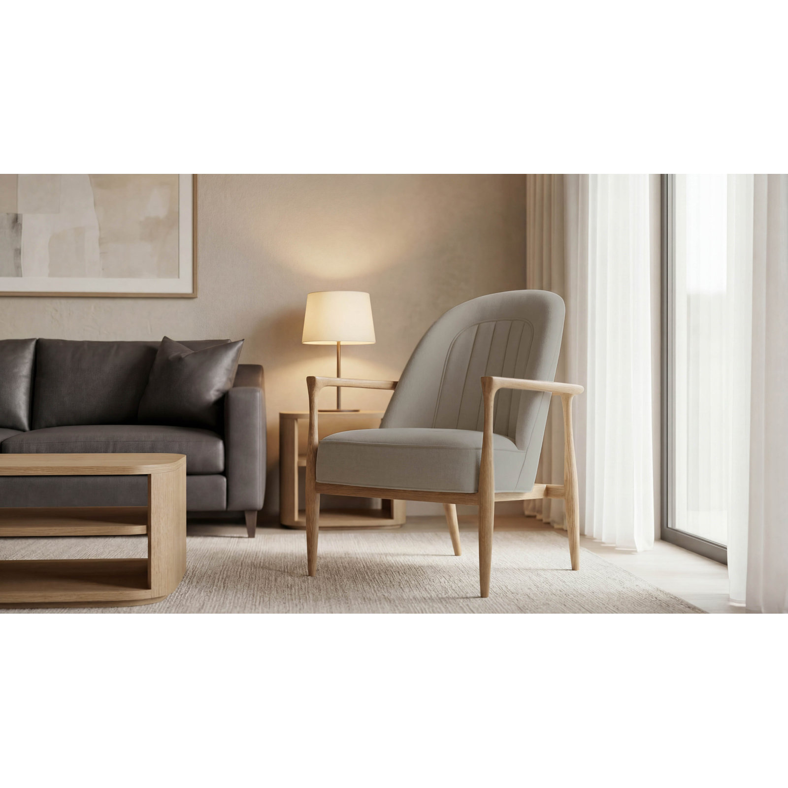 Donoghue Upholstered Accent Chair, Natural