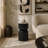 Modern Side Table with White Marble Top & Black Metal Frame