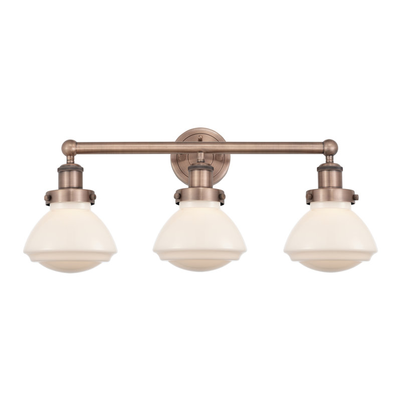 Éclairage pour meuble-lavabo à 3 lumières à intensité variable Almarosa, Cuivre antique, Blanc mat