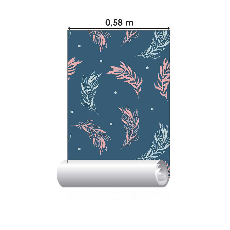 Rouleau de papier peint pelez et collez, Bleu, L 126 po x l 24 po