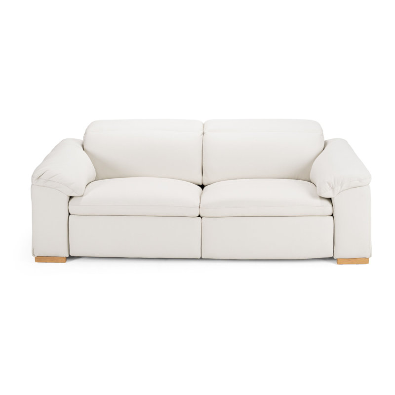 Gregory - Canapé moderne en cuir blanc cassé avec 2 fauteuils inclinables