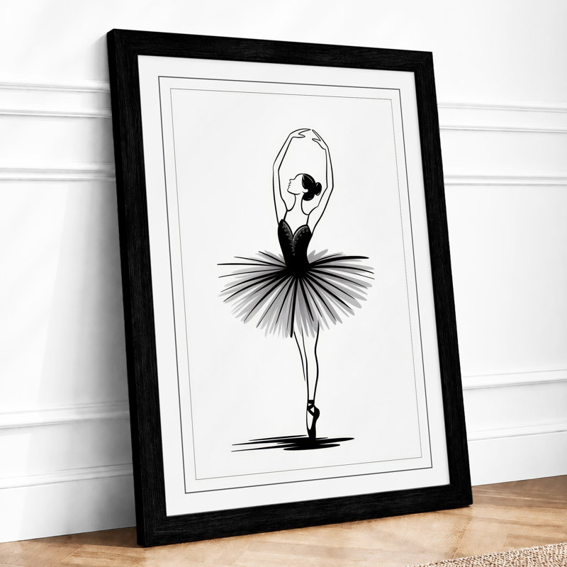 Ballet Dancer Geometric - Framed Print, A2 - 59.4 x 42.0 cm, Black