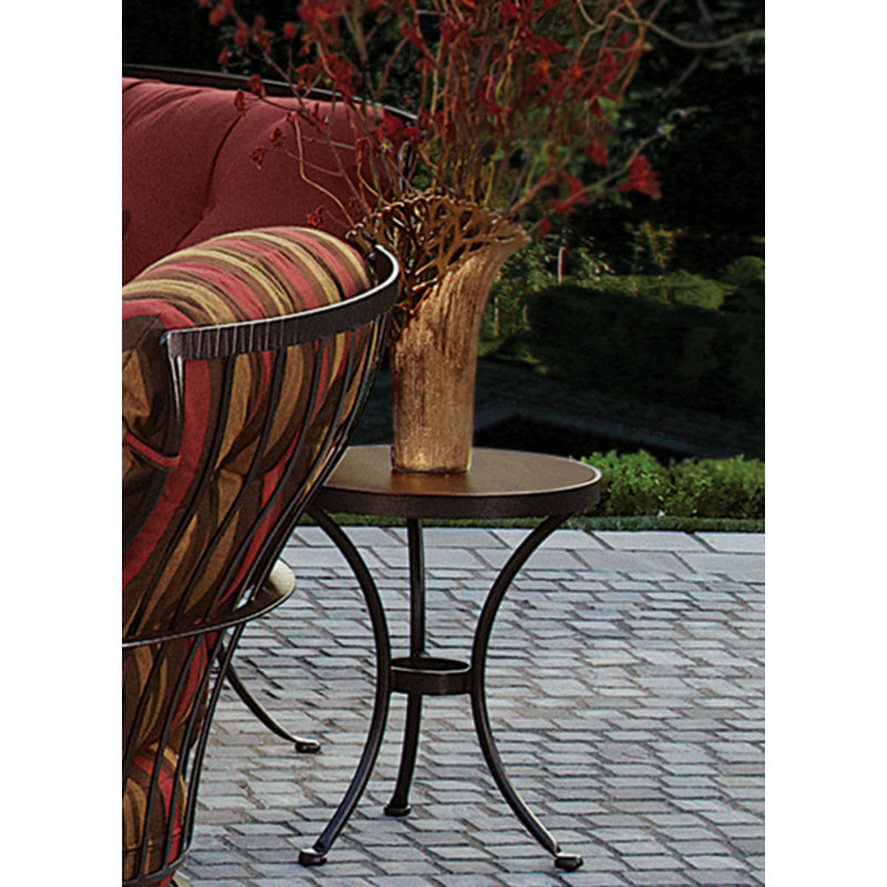 Tables Outdoor Round Side Table, Pallazo White, Copper Creek