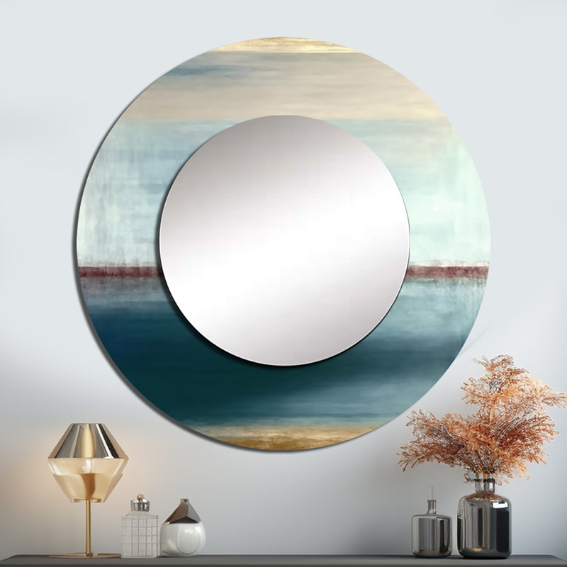 Sacrée géométrie dans des tons de couleur rétro - miroir mural géométrique unique, beige, impression sur métal, 36 po x 36 po