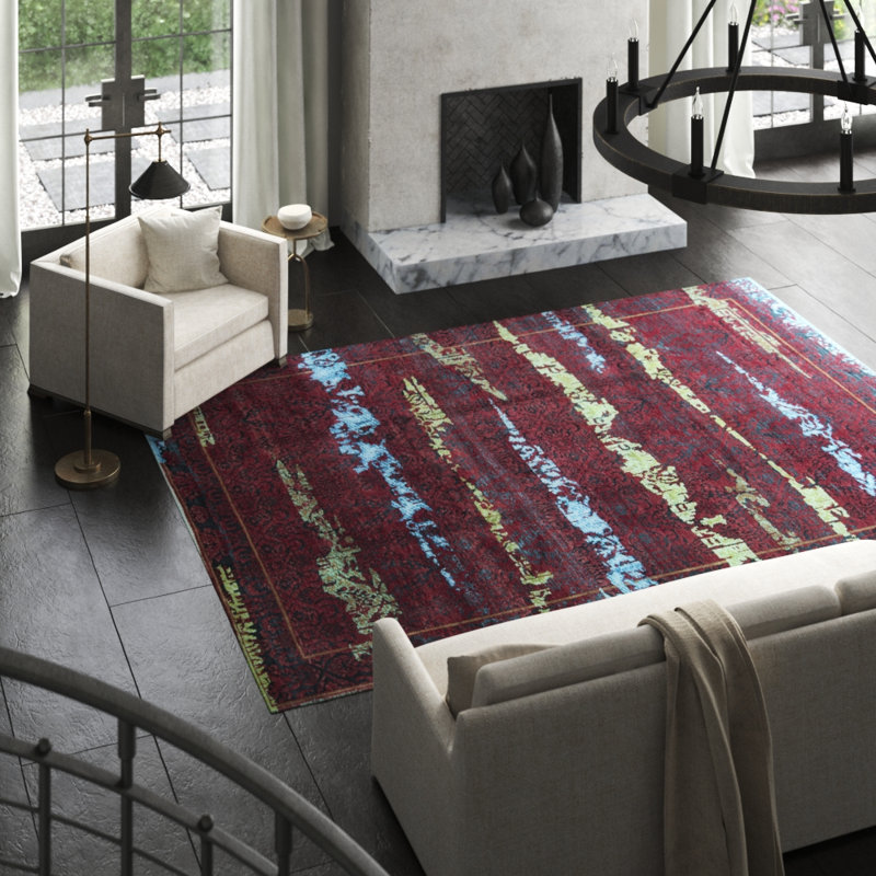 Neo Villa Abstract Area Rug in Red