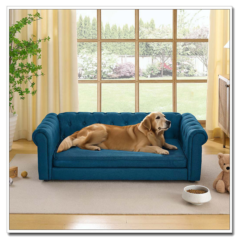 Lit rectangulaire pour chien, canapé-lit pour chien, Bleu très foncé