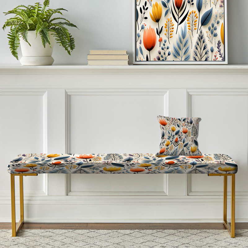 Banc rembourré or, Minimalist Radiant Blossom Serenity V
