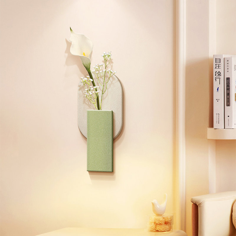 Peinture tridimensionnelle en grès, plante verte, peinture décorative pour chambre à coucher, Vert