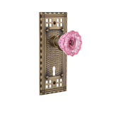 Craftsman Plate with Decorative Keyhole and Crystal Pink Door Knob