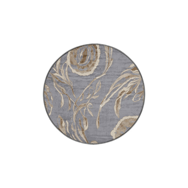 Tapis gris lavable à la machine, Rond 3 pi