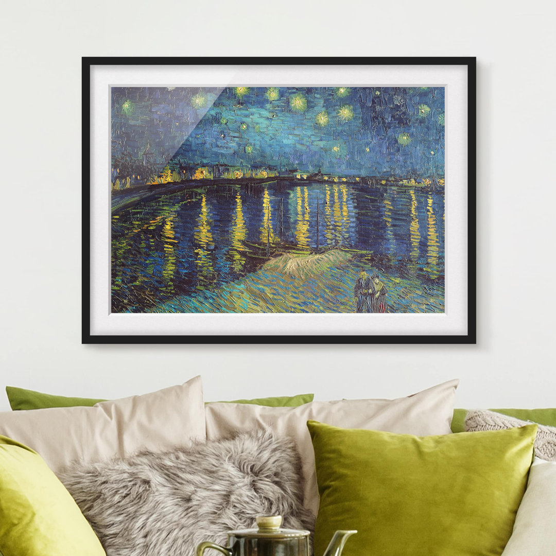 Gerahmtes Poster Sternennacht über der Rhône von Vincent Van Gogh