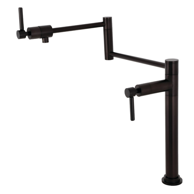 Kingston Brass Concord Two-Handle 1-Hole Deck Mount Pot Filler Faucet, Lever Handle, Oil Rubbed Bronze