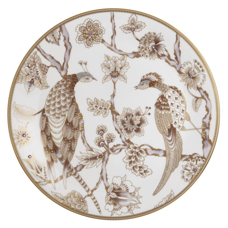 Pavo Handmade Porcelain Decorative Plate, Gold