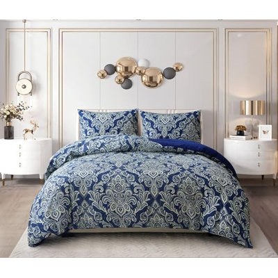 Bozhidar Microfiber, Polyester Damask Duvet Cover Set with Pillowcases