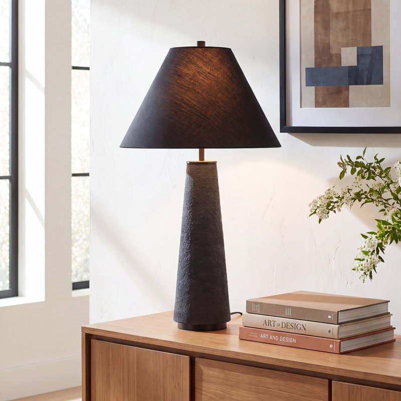 Alexy Ceramic Table Lamp, Matte Black