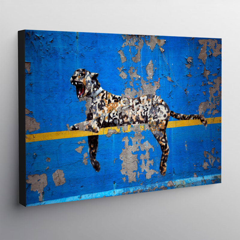Banksy Bronx Zoo Leopard by Banksy - Wrapped Canvas Print, 84cm H x 120cm W x 3.8cm D