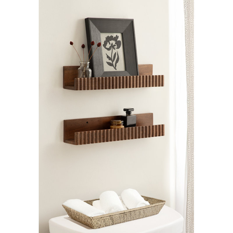 Ensemble de tablettes à corniche deux pièces Furrow, Walnut Brown