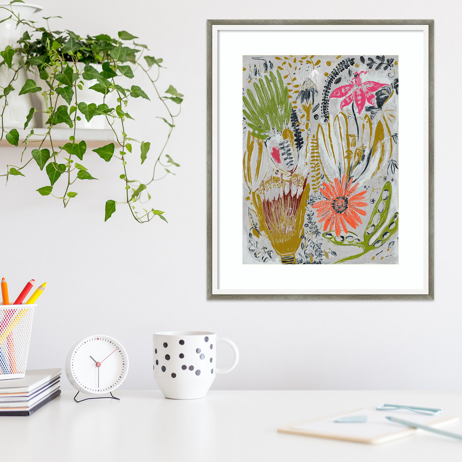 Tropical Blooms by Maya Woods, Gray, 17" W x 21" H