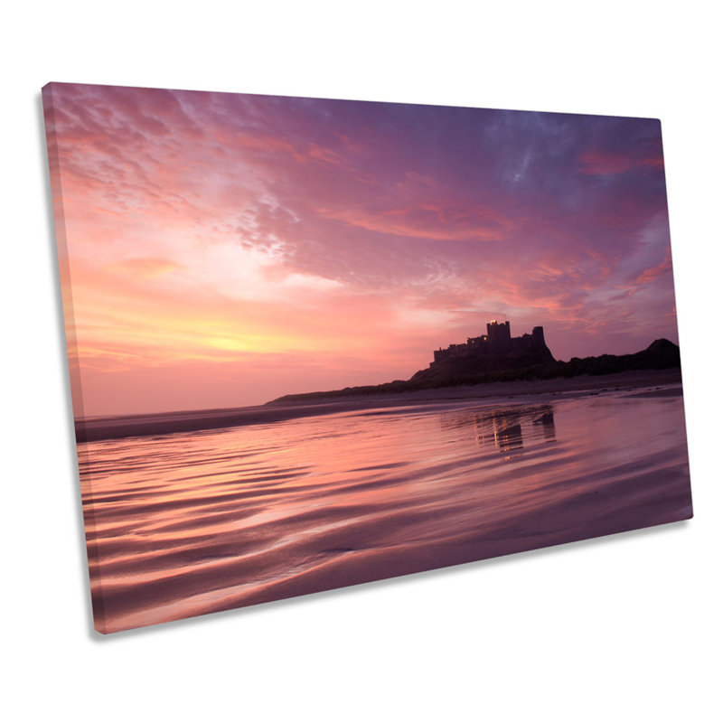 Bamburgh Castle Northumberland Sunset - Wrapped Canvas Art Prints, 30.5cm H x 45.7cm W