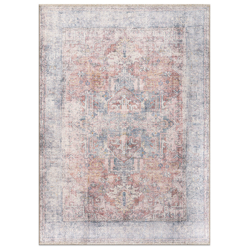 Vintage Transitional Boho Machine Washable Area Rug, Rectangle 5' x 7'