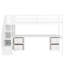 Structure de lit mezzanine simple avec bureau et tiroirs doubles en bois de pin massif blanc pour une chambre à coucher exquise-1170313998