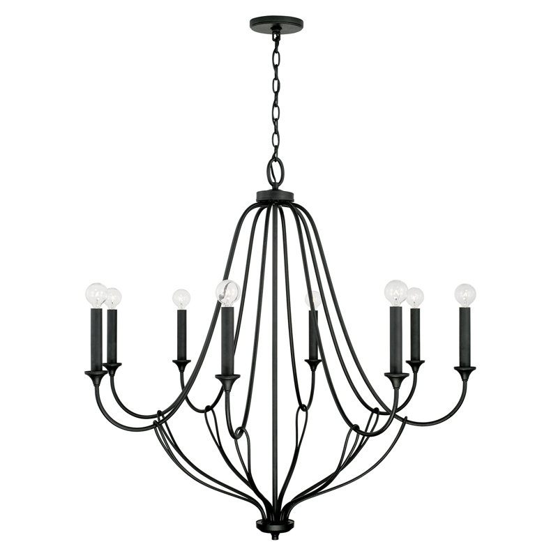 Lustre 8 lumières en fer noir