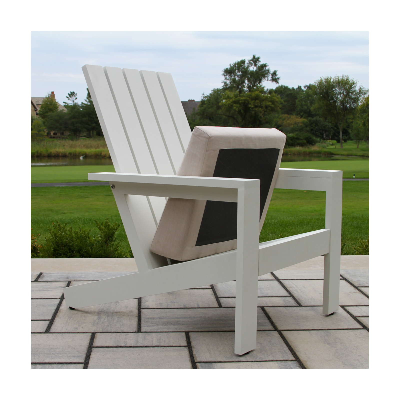 Rhys Aluminum Adirondack with Sunbrella Cushion, White