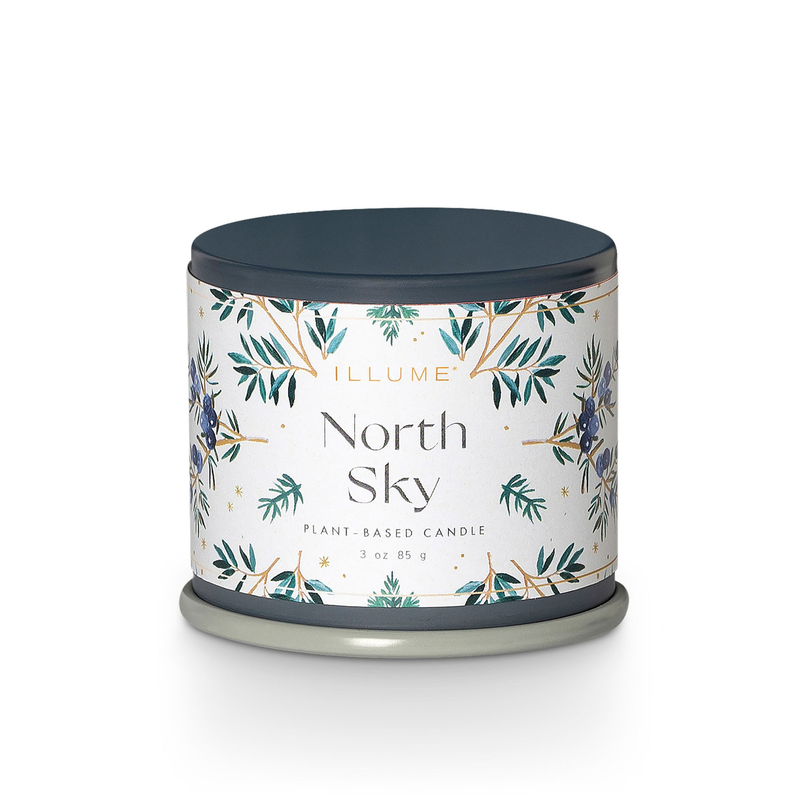 ILLUME Noble Holiday North Sky Small Crackle Glass Candle, Demi Vanity Tin
