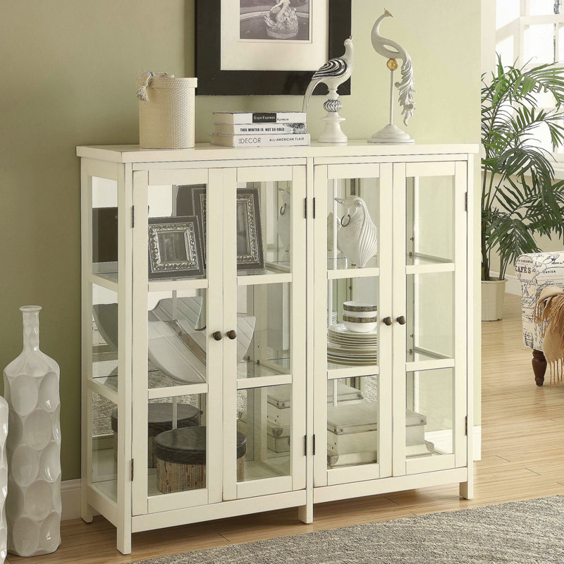 Vitrine de rangement décorative 4 portes en bois