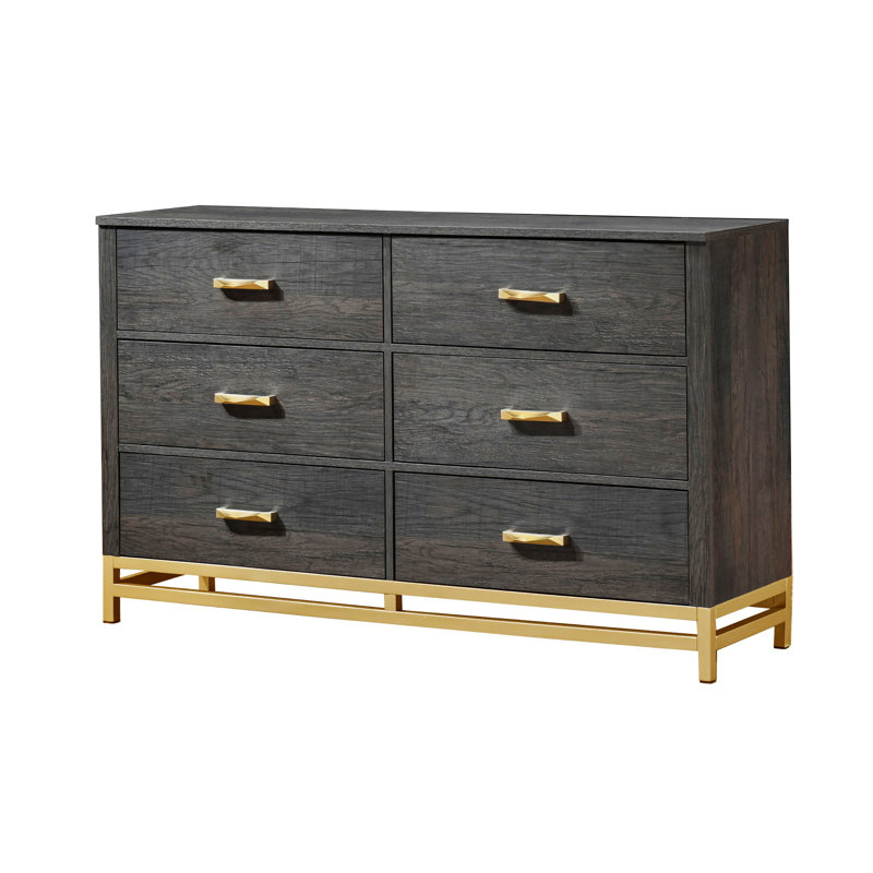 Commode de rangement à 6 tiroirs avec poignée en métal