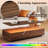 LED Lights Coffee Table with 2 Spacious Drawers,Multi-Colour Lighting-1124154319