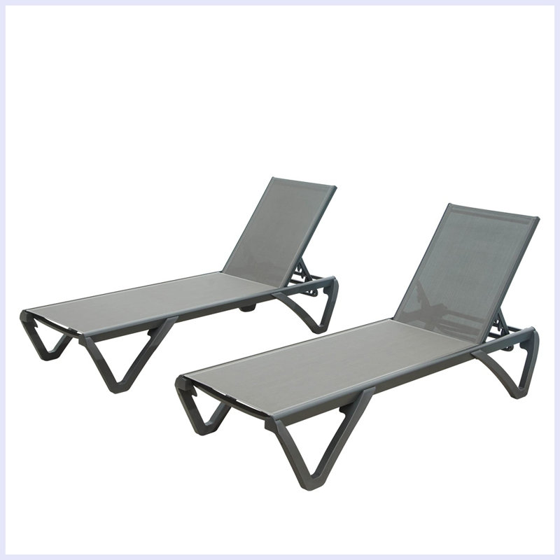 Chaise longue d'extérieur Vasja, Gris, Gris