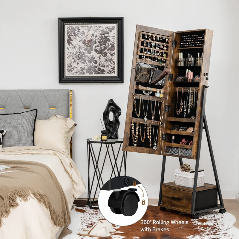 Jahnee Wall Jewelry Armoire, Rustic Brown