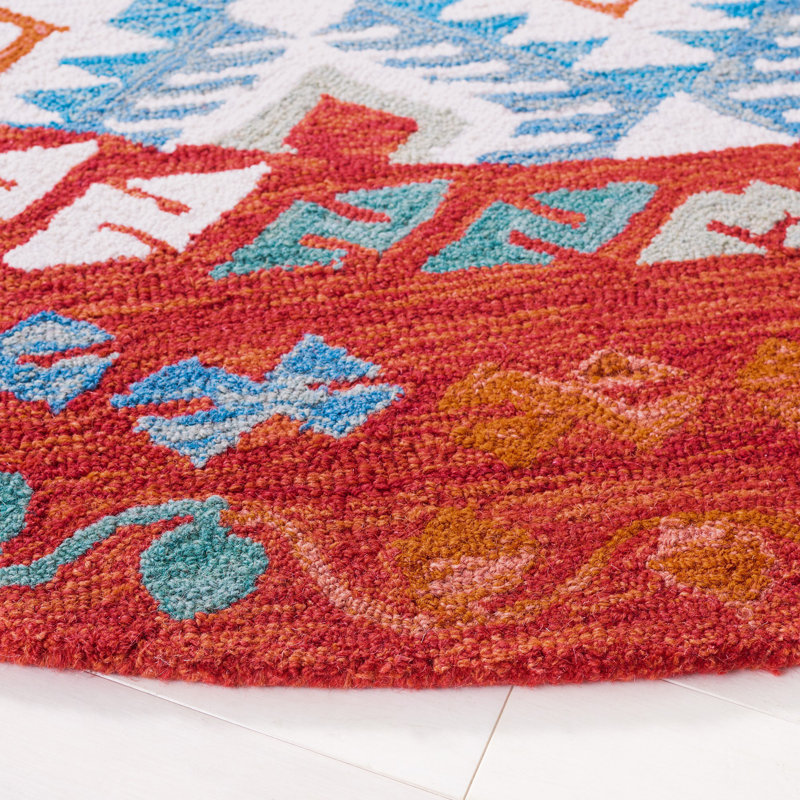 Tapis rouge / bleu Horwich 414, Rond 7 pi