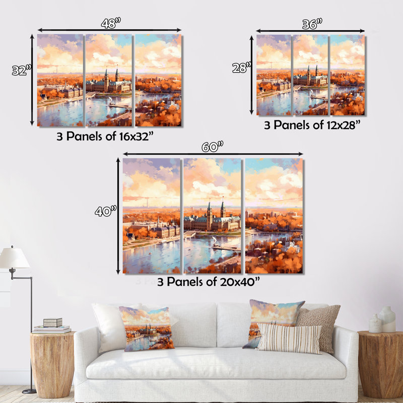 «Sunny on Ottawa River», ensemble d'art mural sur toile, H 28 po x l 36 po x P 1 po