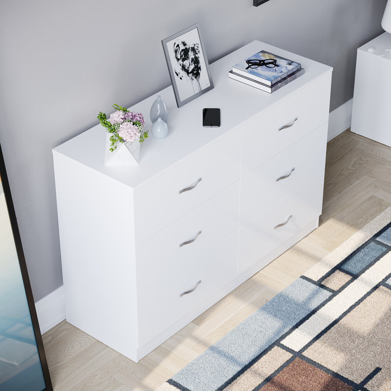 Maybery 6 - Drawer Wide Chest of Drawers, Bedroom Dresser & Storage Cabinet, White