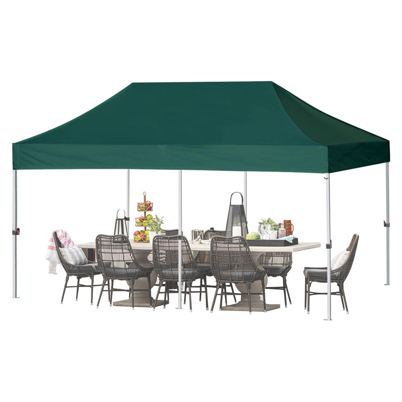 Amaziyah 96'' W x 96'' D Steel Pop-Up Canopy, Dark Green, 10ft x 20ft
