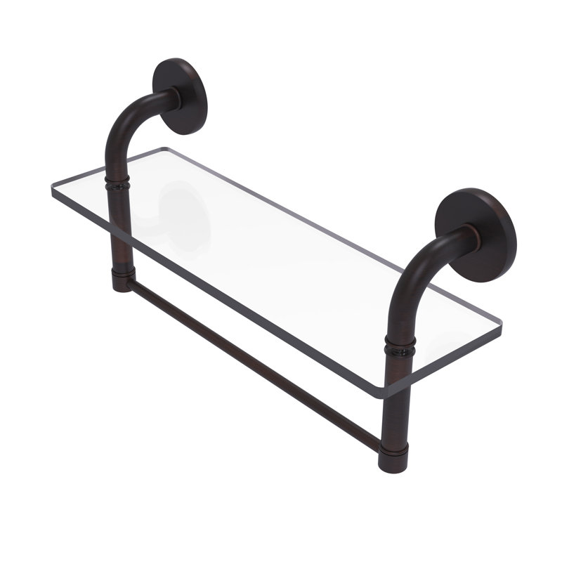 Tioga Bracket Shelf with Towel Bar, Venetian Bronze, 8" H x 16" W x 5" D