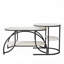 Oval & Round Nesting Coffee Tables (80+52Cm), High-Low Marble Effect Duo With 4-Tier Storage-334436570