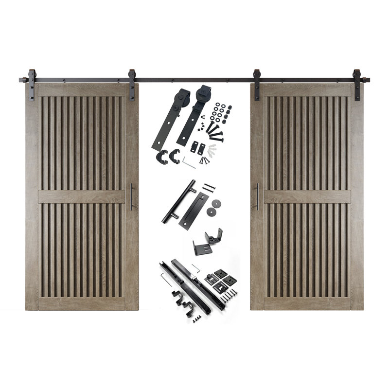 Portes de grange à rayures verticales non assemblées et finies 26 po x 80 po Homquer Classic Grey Classic, 26 po x 80 po