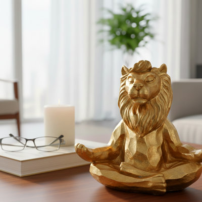 Figurine décorative de lion en polyrésine de style royal pour la décoration intérieure
