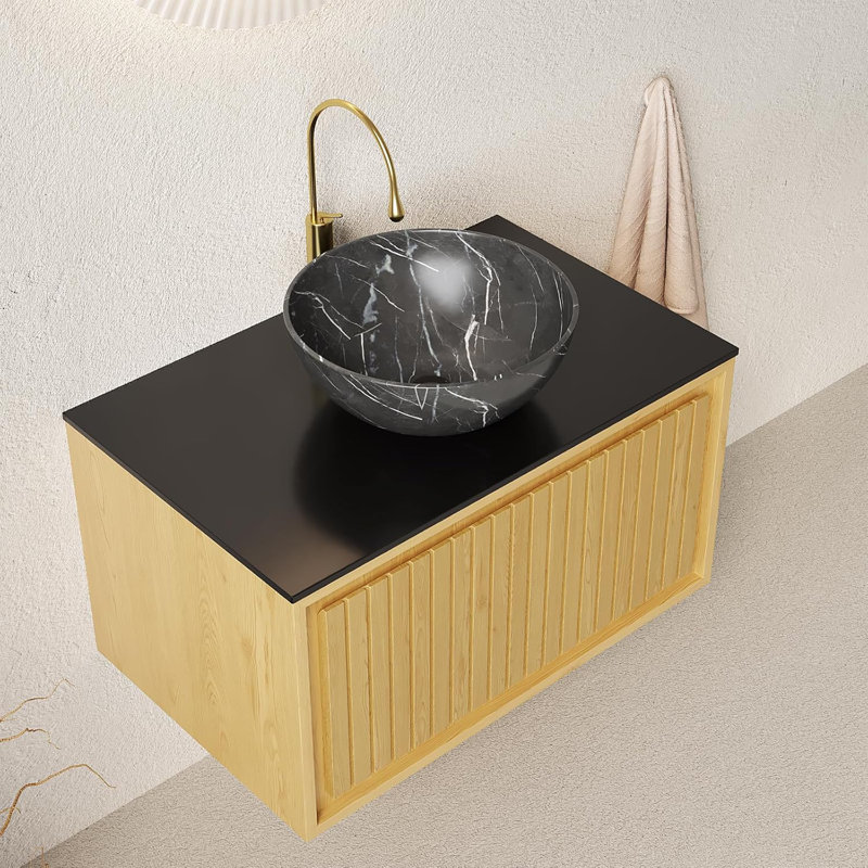 Meuble-lavabo flottant 30 po avec armoire latérale haute 35 po, pré-assemblé, Ovale