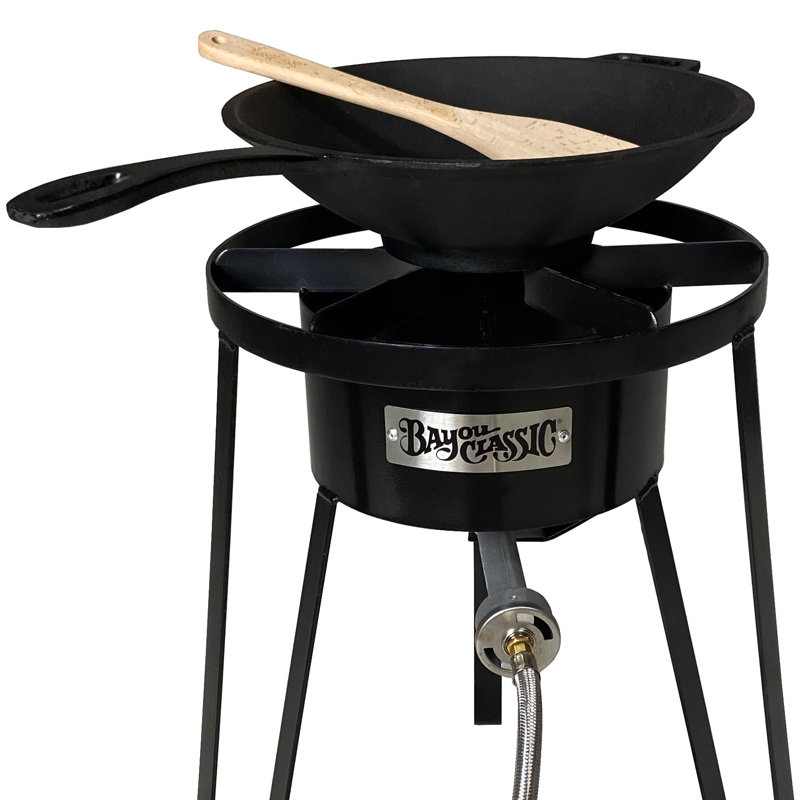 Bayou Classic 12.5'' Black Cast Iron Wok with Handles