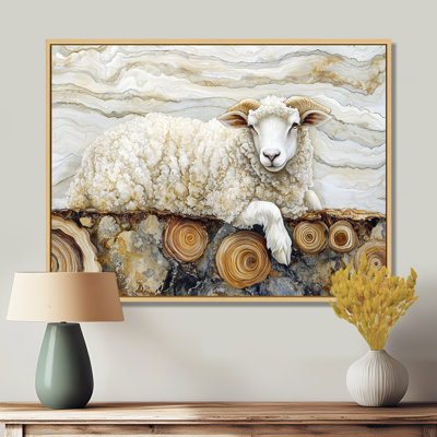 Drislane doré marbré une rivière en bois - art mural de moutons pour le salon