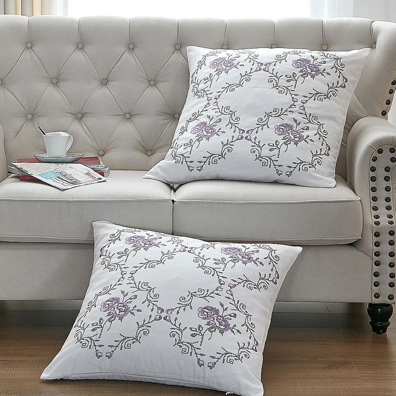 Floral Square Euro Cushion Cover, Lilac