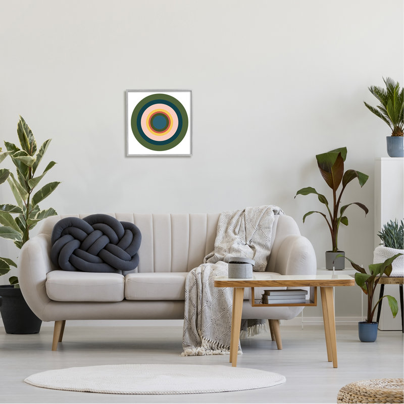 Cercles verts en sourdine, impression sur bois, H 17 po x l 17 po x P 1,5 po, Estampe numérique Farmhouse